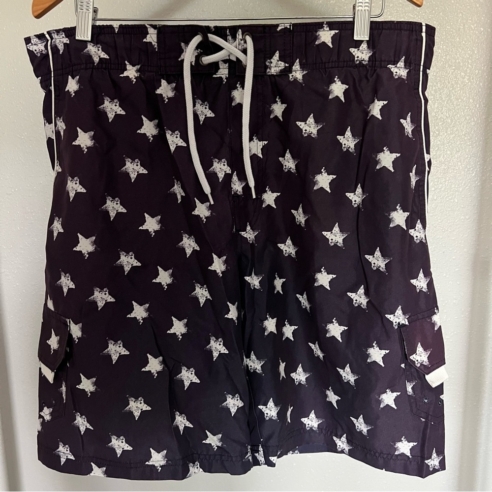 Trunks Surf‎ & Swim Co Dark Blue and White Stars Swim Shorts with Liner S/P